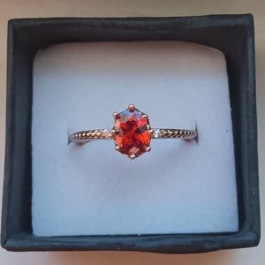 Beautiful GP Red Ruby CZ Diamond Ring (Size 6 1/2)